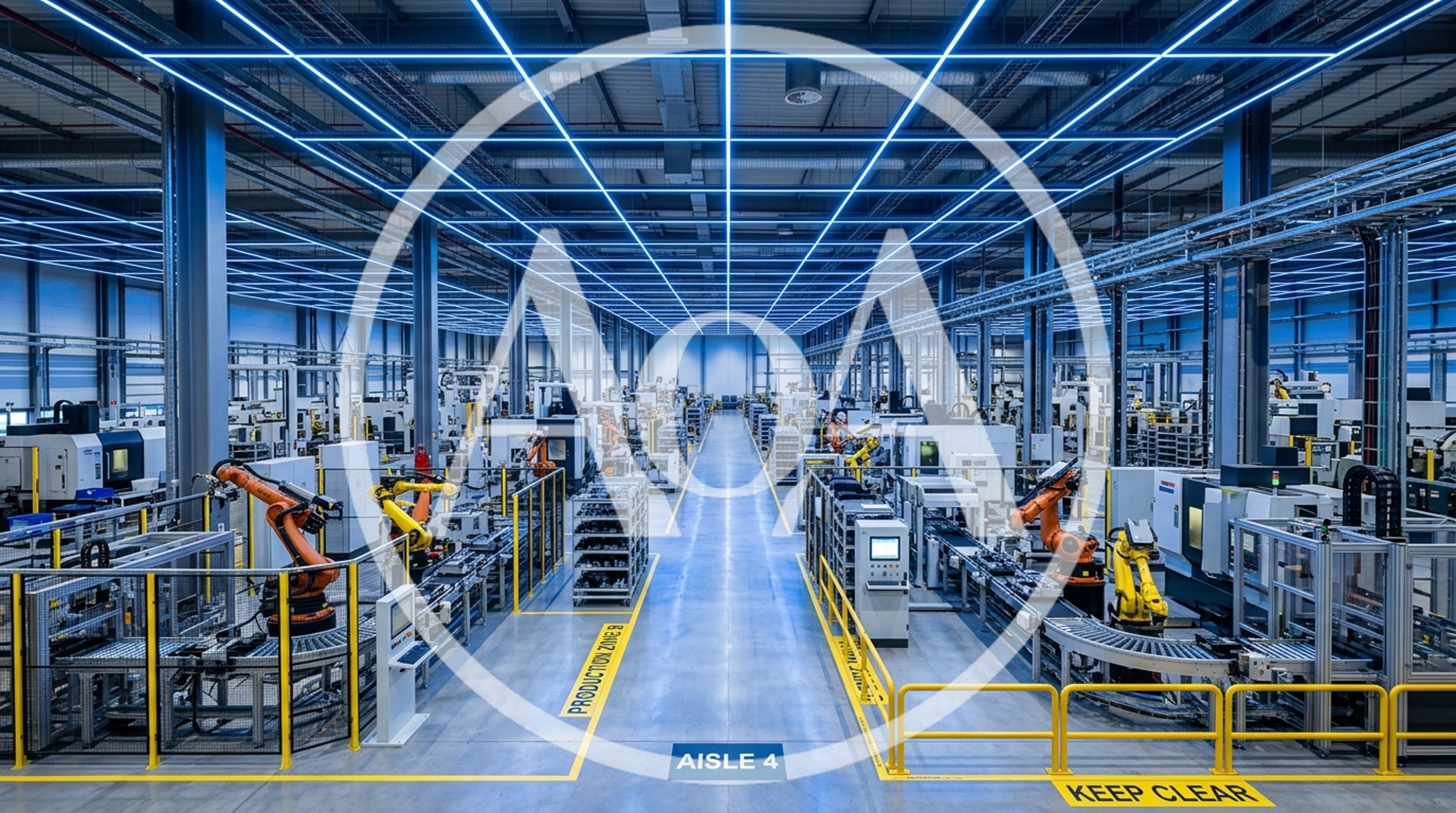 Automated Robotic Manufacturing Facility With Industrial Assembly Lines