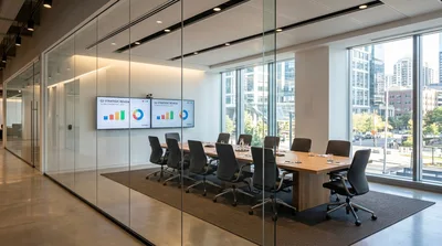 Modern Corporate Conference Room With Glass Walls