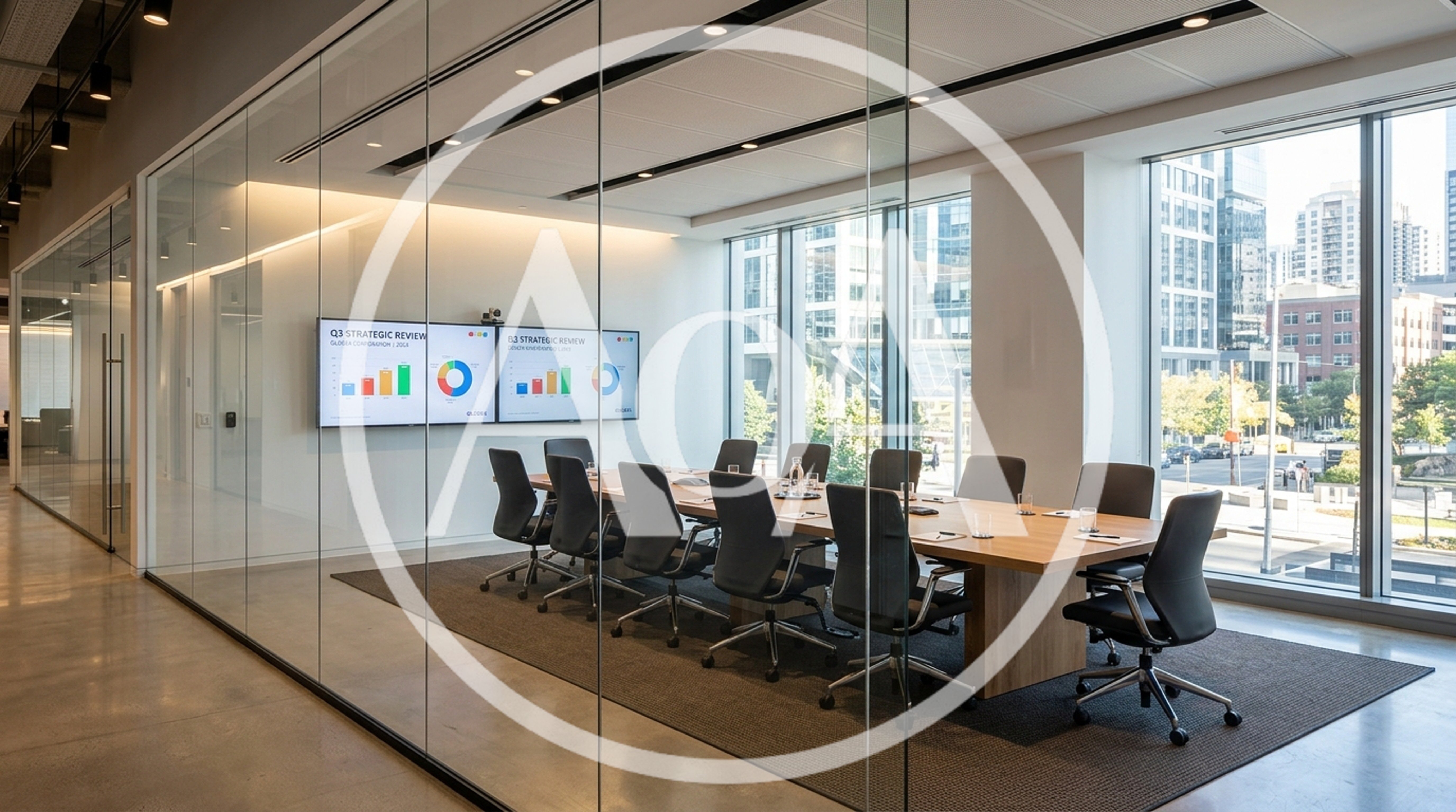 Modern Corporate Conference Room With Glass Walls