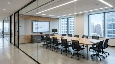 Modern Corporate Conference Room With Glass Walls