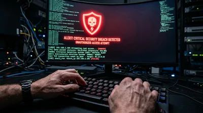 Cybersecurity Expert Responding To A Critical Network Security Breach