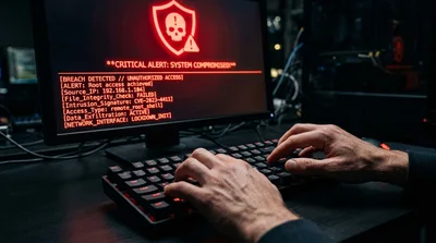 Cybersecurity Professional Responding To A Critical System Breach