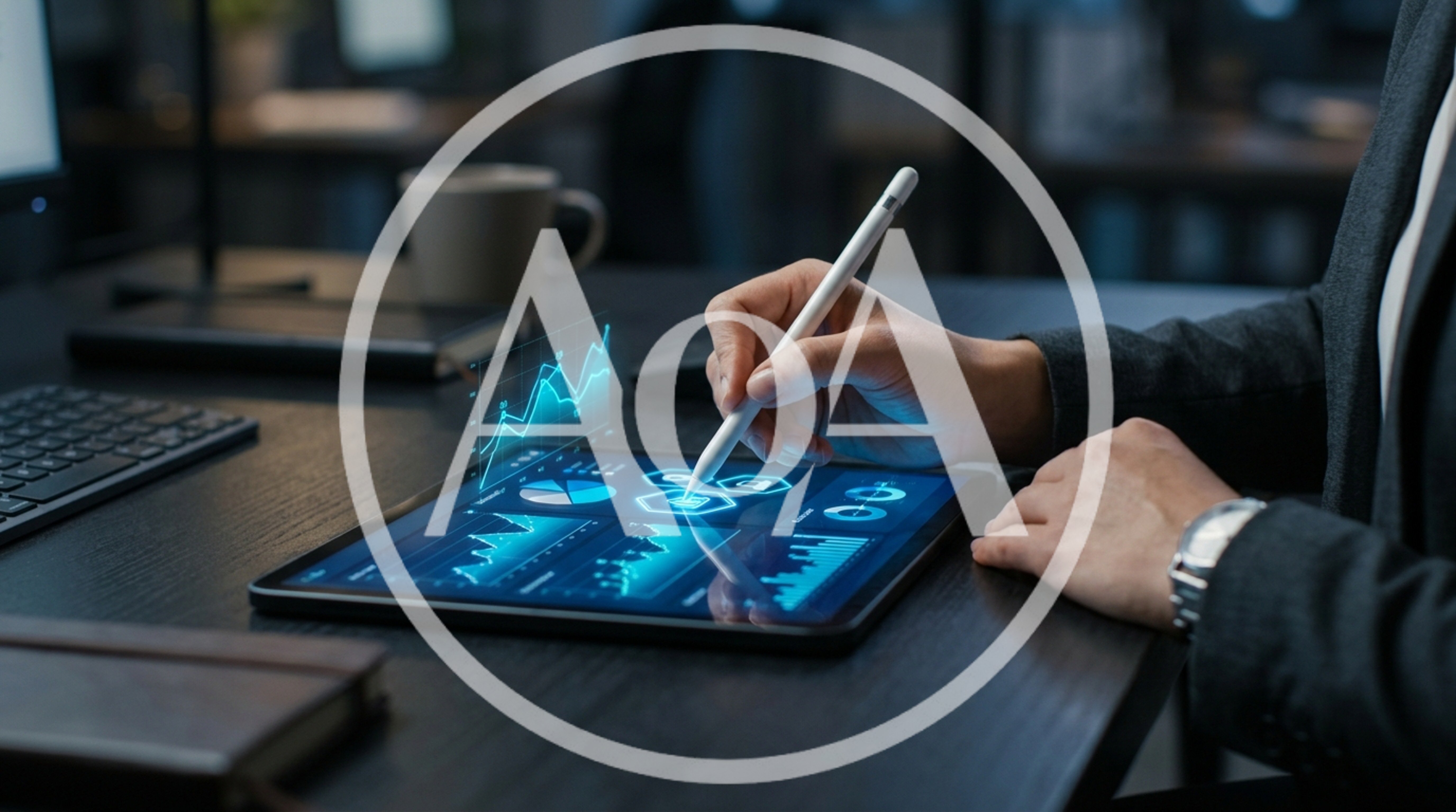 Business Professional Analyzing Financial Data On Digital Tablet
