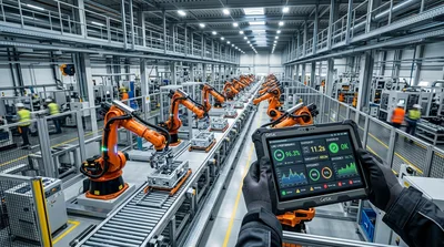 Industrial Robot Arm Assembly Line in Smart Factory