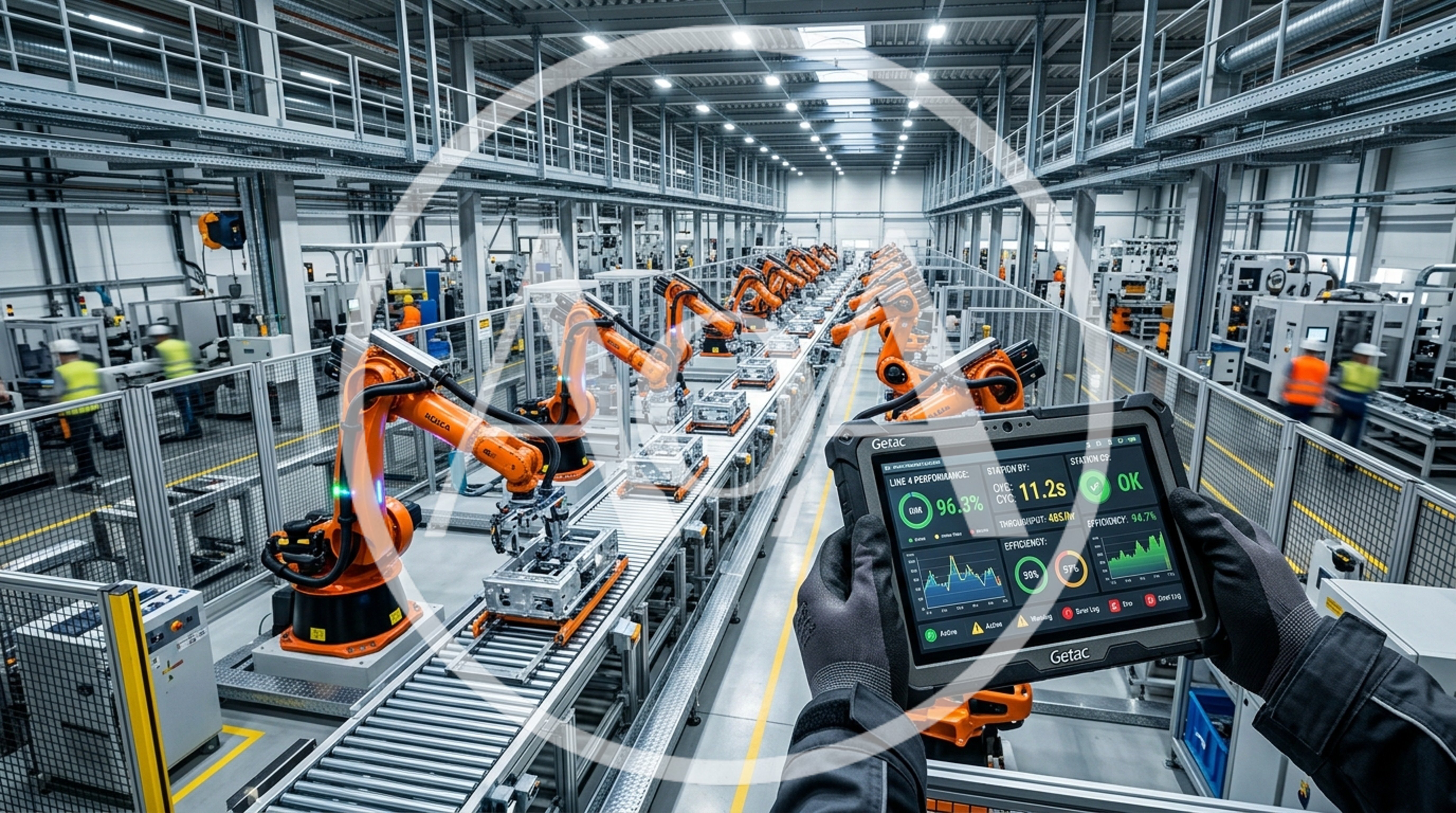 Industrial Robot Arm Assembly Line in Smart Factory