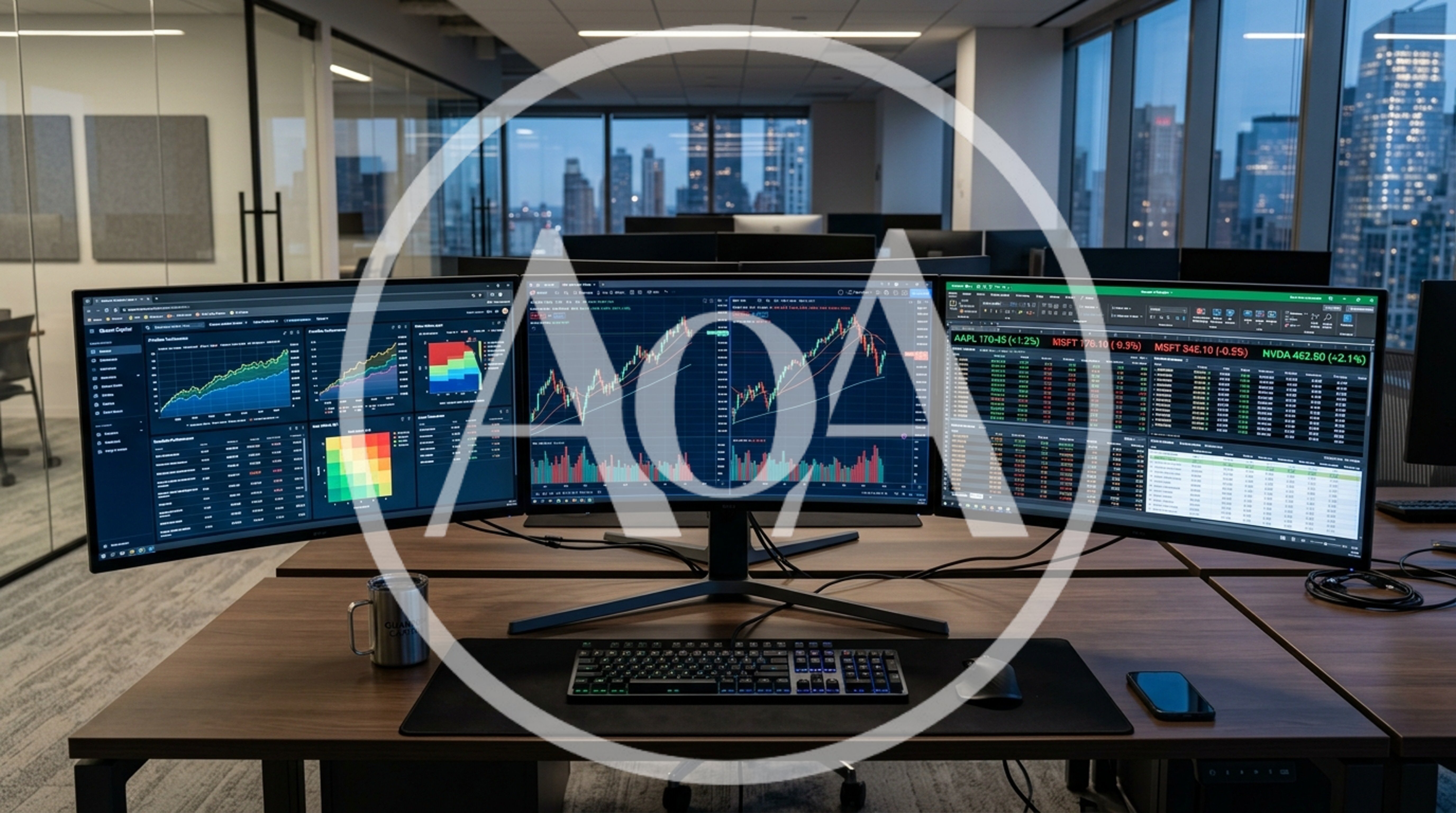 Professional Trading Desk With Triple Monitor Setup