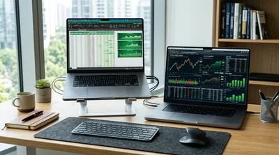 Modern Home Office Setup With Two Laptops