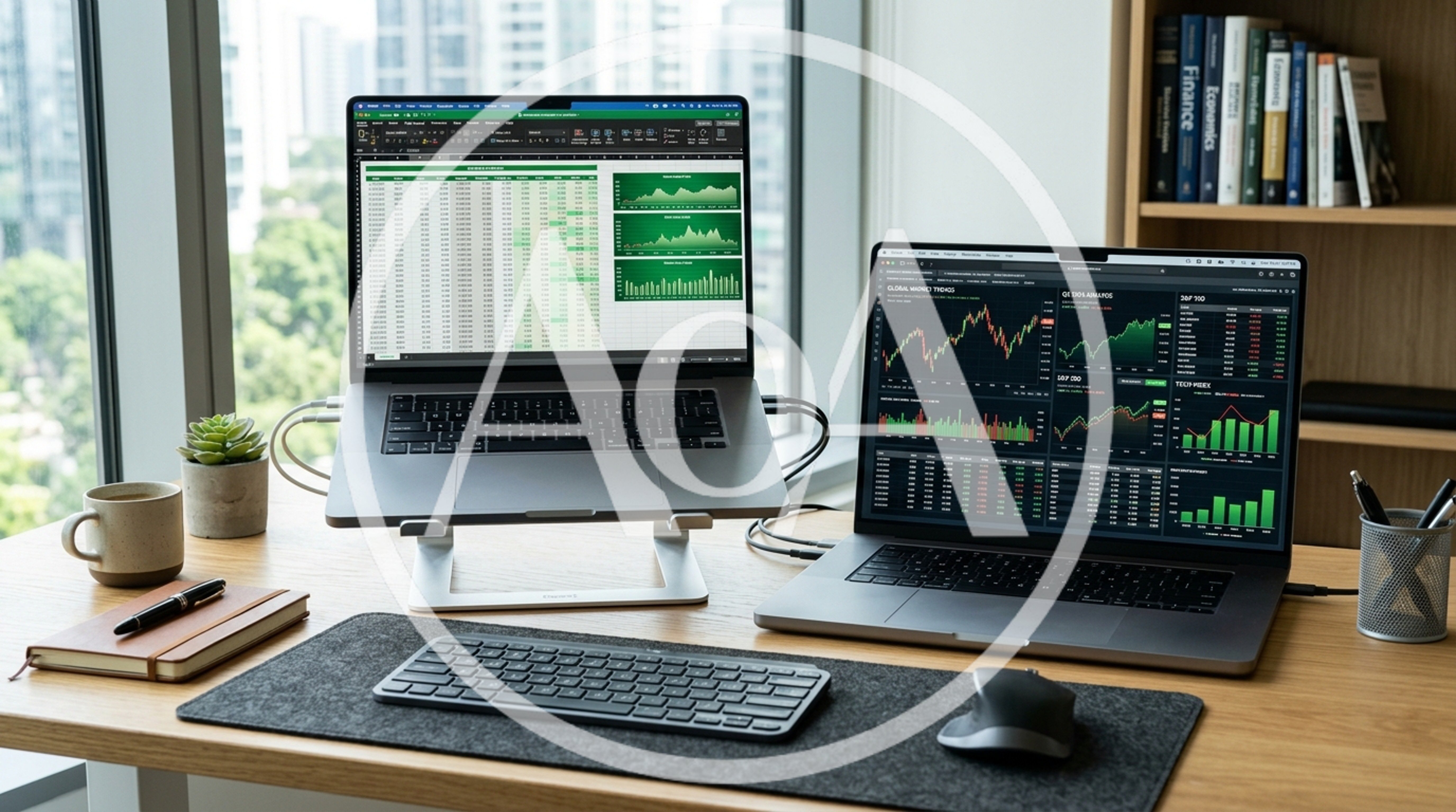 Modern Home Office Setup With Two Laptops