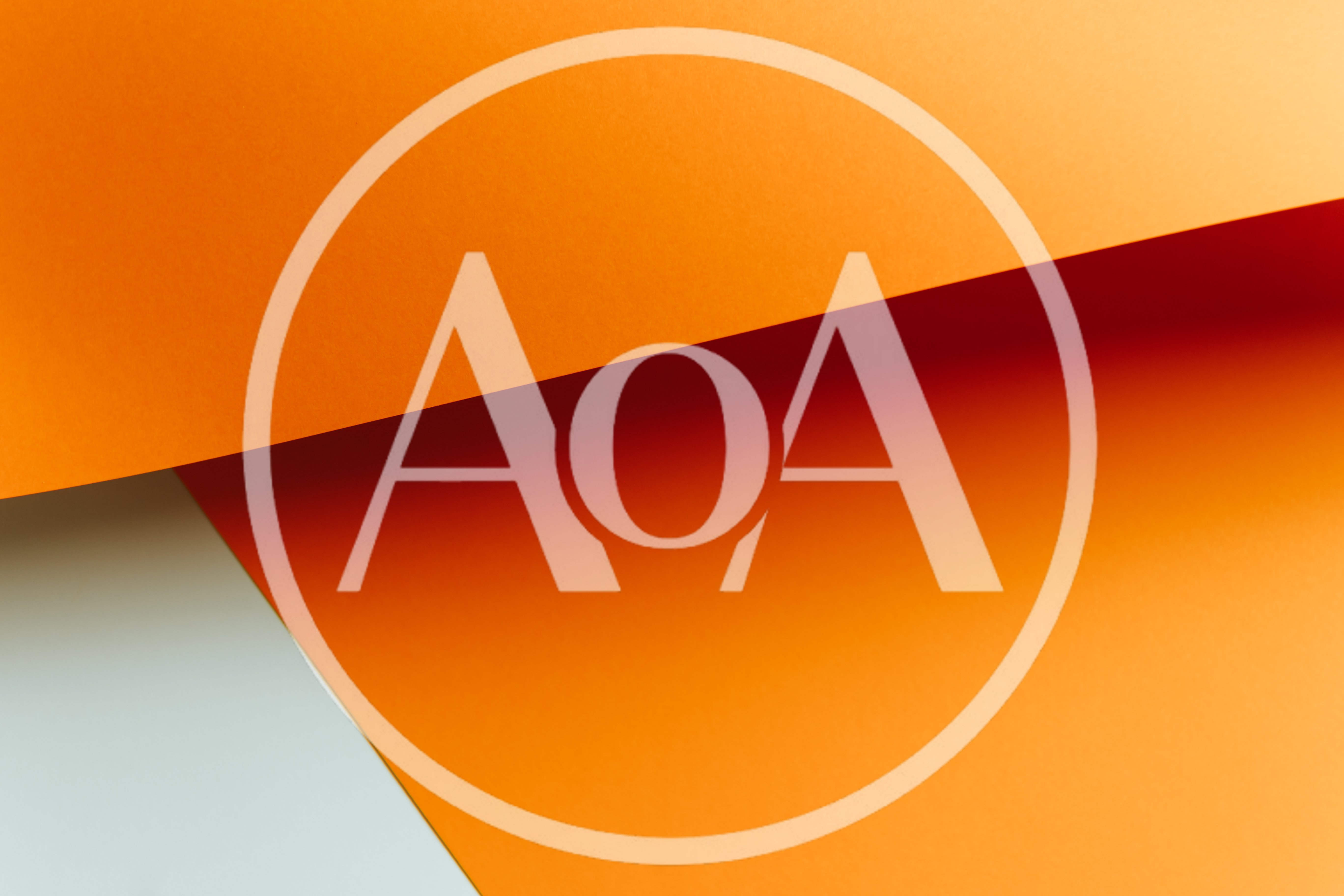 Abstract Geometric Composition Of Orange And White Paper