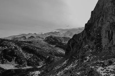 Snowy Mountain Landscape In The Picos De Europa
