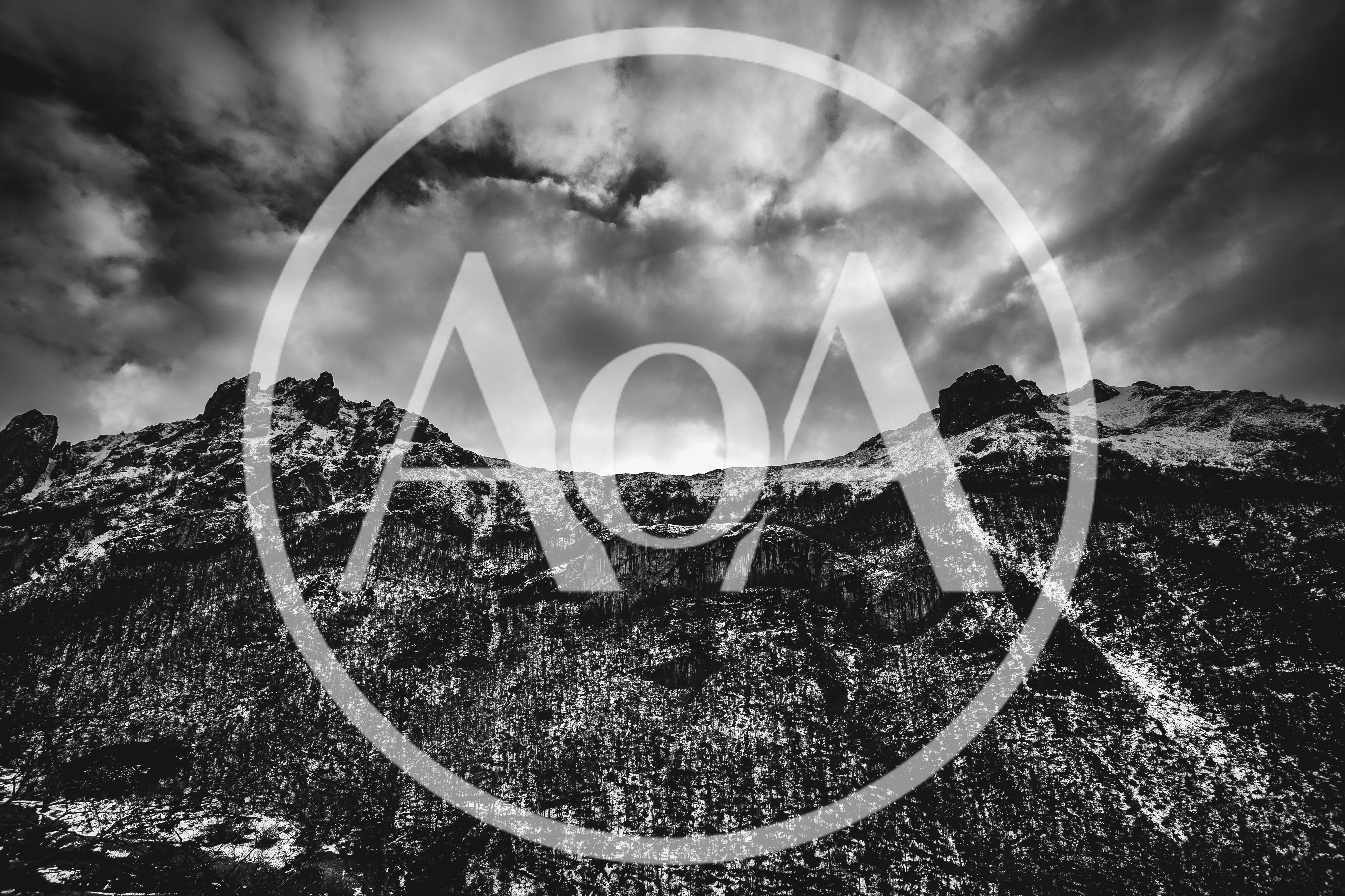 Dramatic Black And White Mountain Peak Landscape