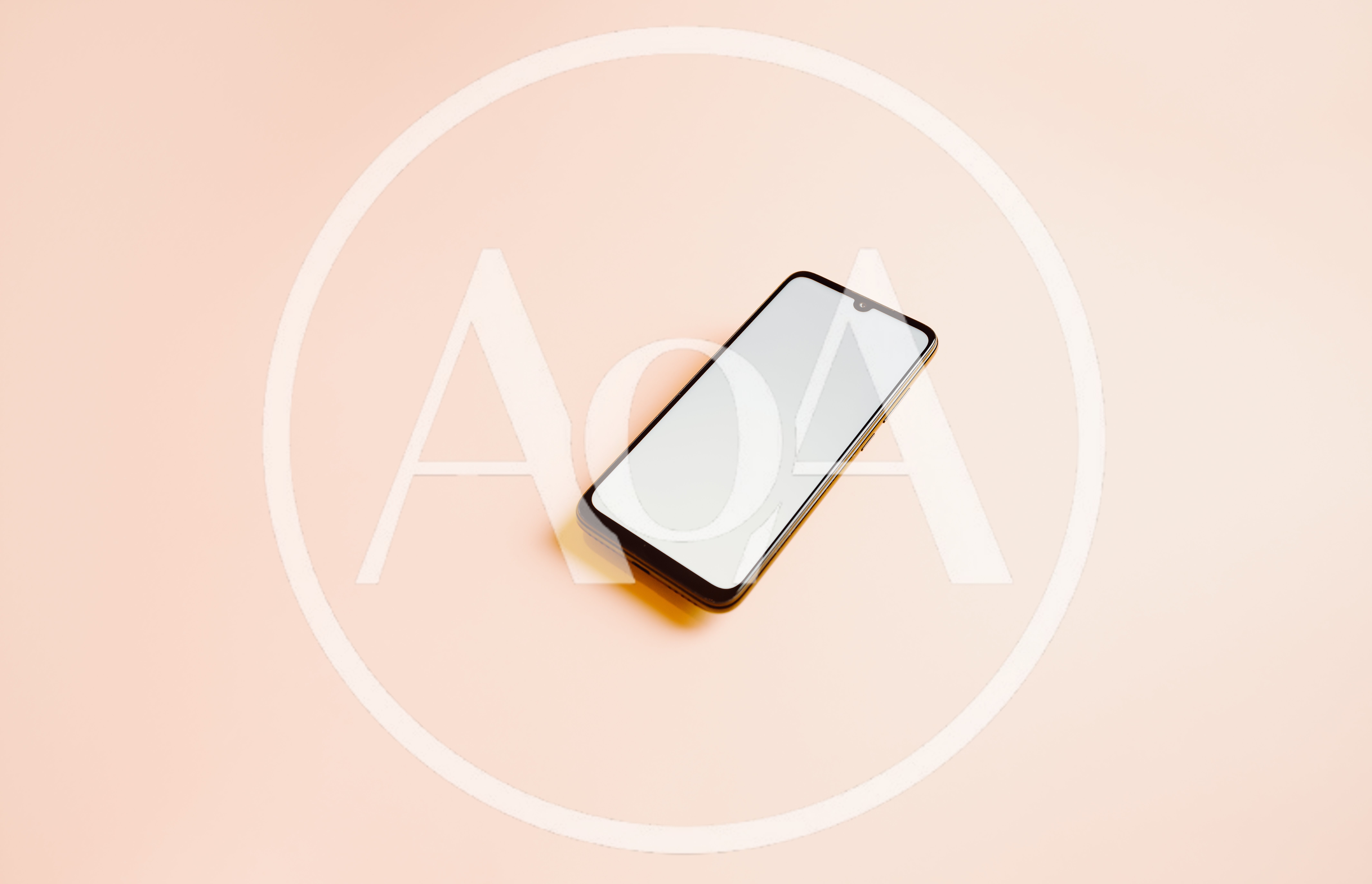 Modern Smartphone With Blank Screen On Pastel Background