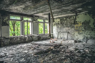 Abandoned Classroom Interior In Pripyat Exclusion Zone