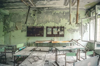 Abandoned Classroom in Pripyat Chernobyl Exclusion Zone