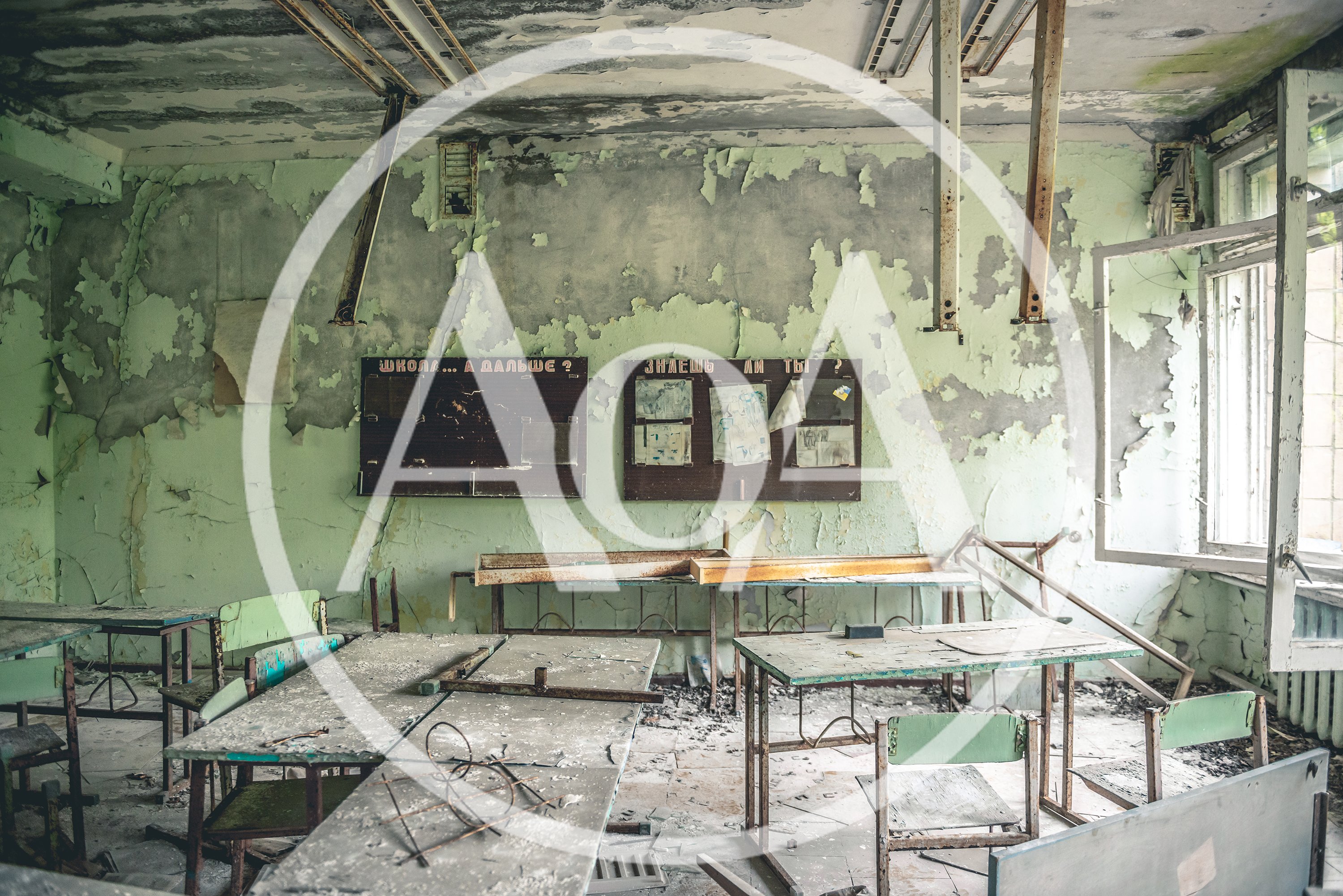Abandoned Classroom in Pripyat Chernobyl Exclusion Zone