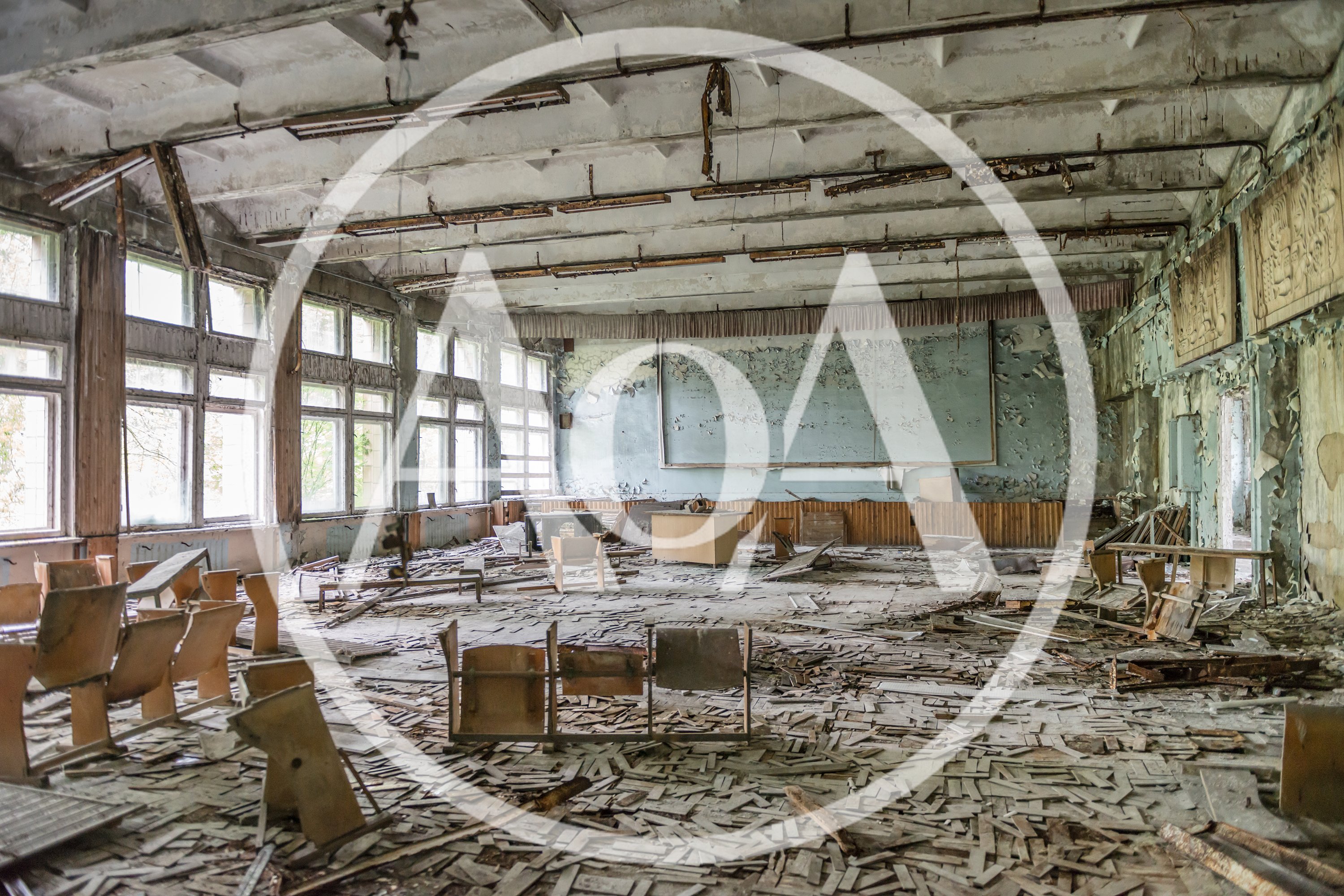 Abandoned Classroom Interior In Pripyat Chernobyl Exclusion Zone