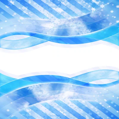 Abstract Blue Background With Wavy Lines And Stars