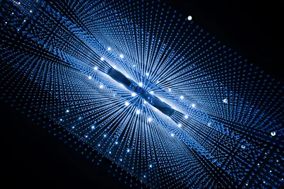Abstract Blue LED Light Matrix Installation