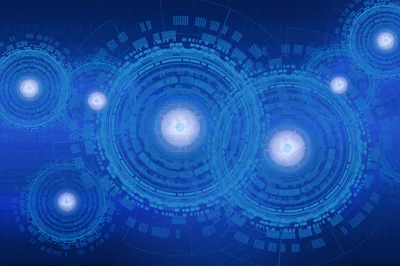 Abstract Digital Technology Background With Glowing Blue Circles