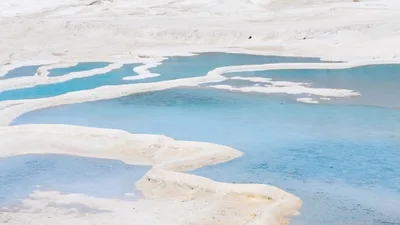 Travertine Terraces and Thermal Pools in Pamukkale Turkey