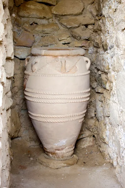 Ancient Minoan Pithos Storage Jar In Stone Alcove