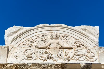 Ancient Roman Architectural Relief Carving Of Medusa