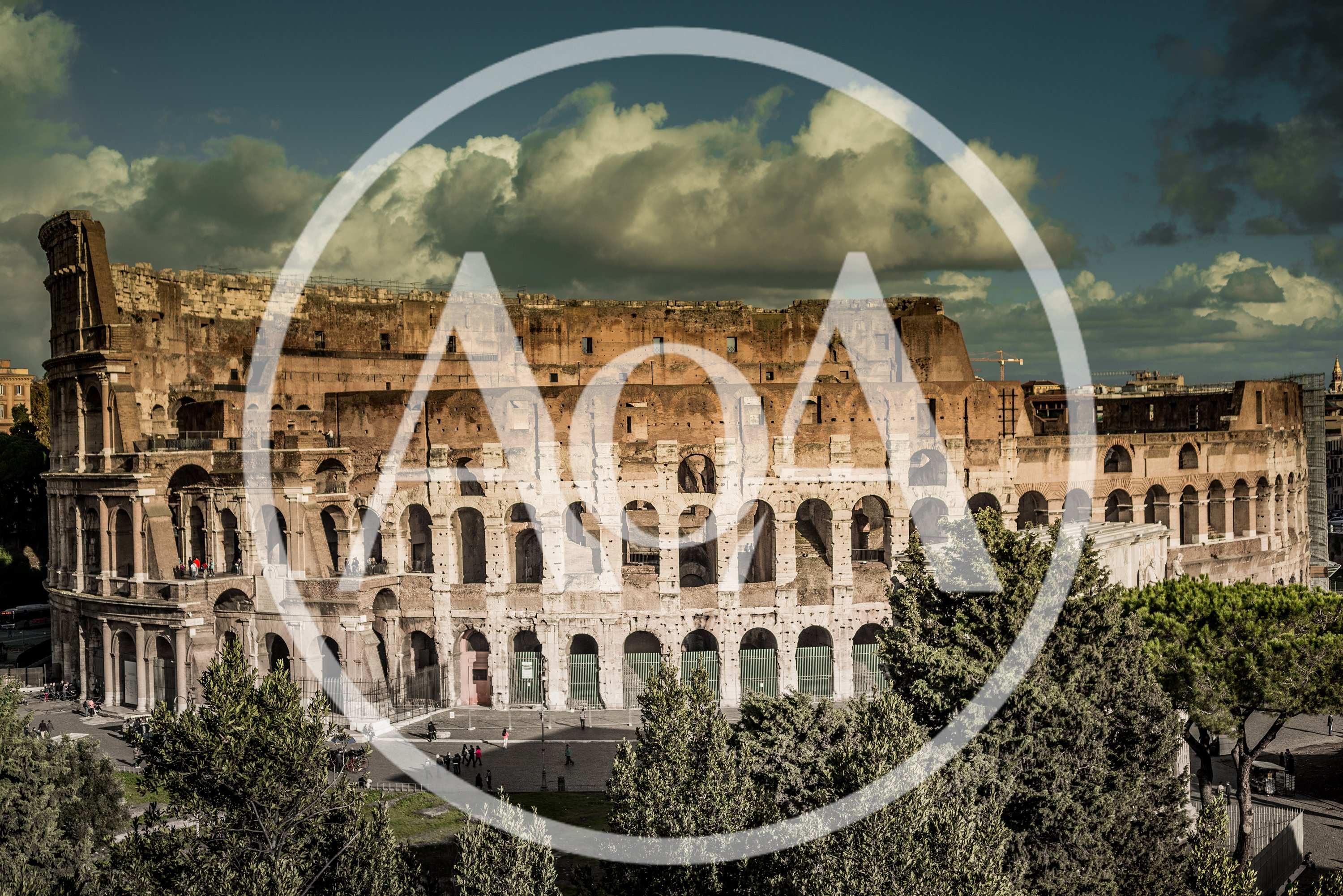 The Colosseum Amphitheatre Under A Dramatic Cloudy Sky