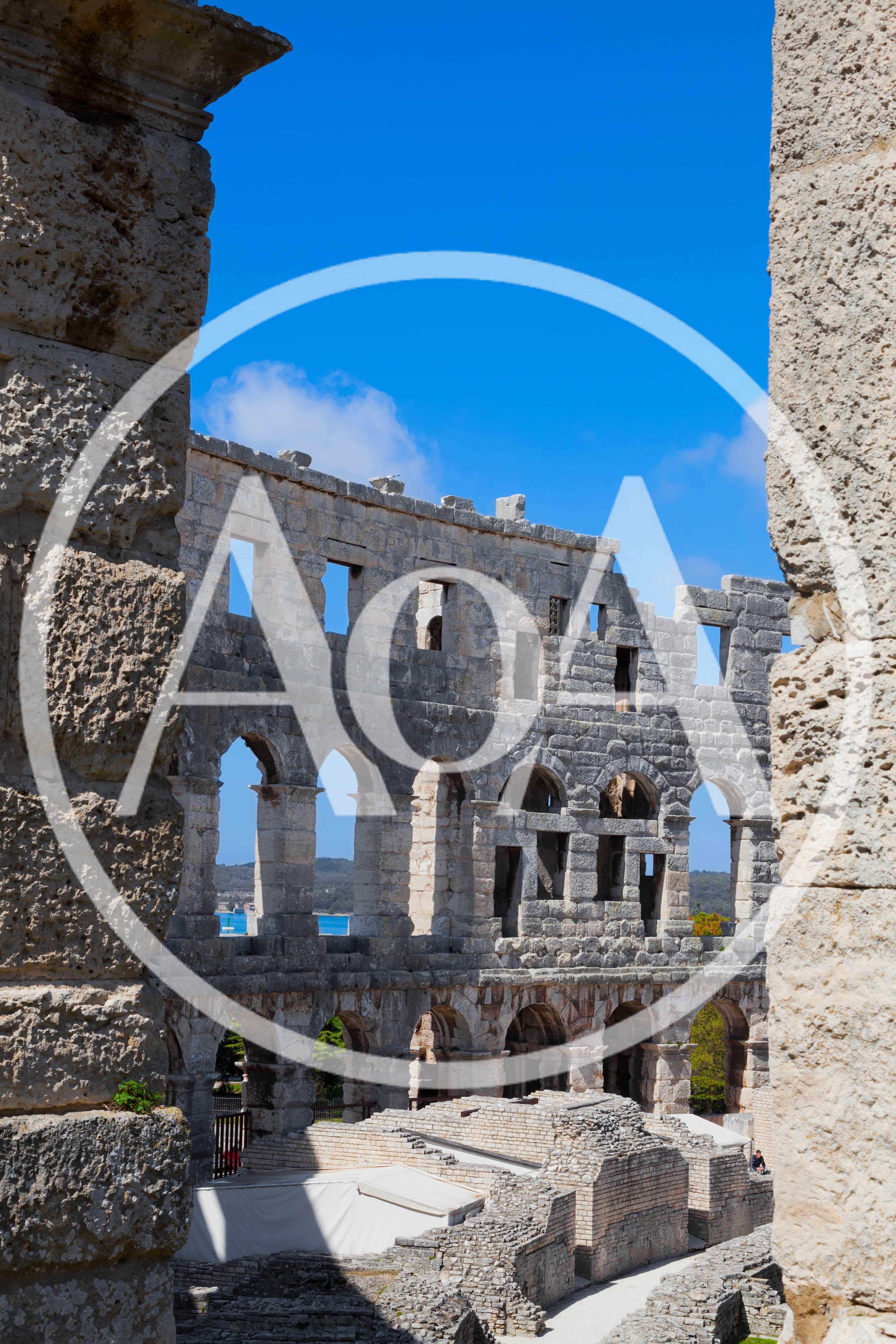 Ancient Roman Amphitheater Ruins In Pula Croatia