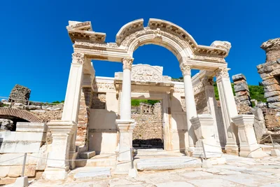 Temple of Hadrian Ruins in Ephesus Turkey