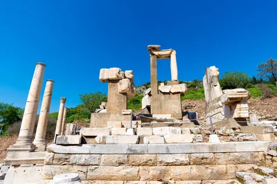 Ancient Roman Ruins Of Ephesus Temple In Turkey