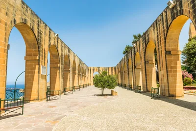 Upper Barrakka Gardens Colonnade in Valletta Malta