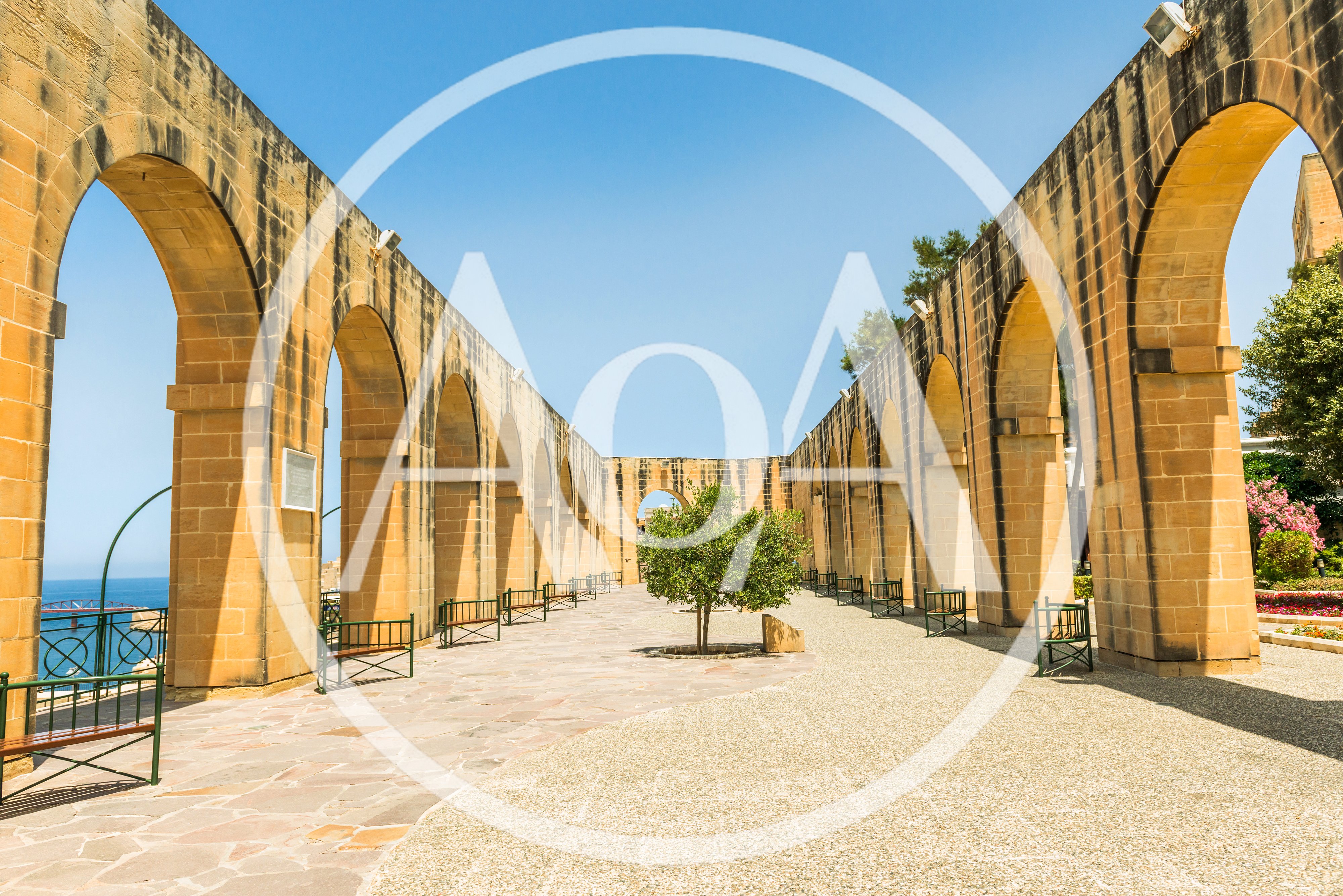 Upper Barrakka Gardens Colonnade in Valletta Malta