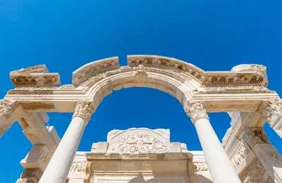 Ancient Roman Temple Ruins At Ephesus Turkey