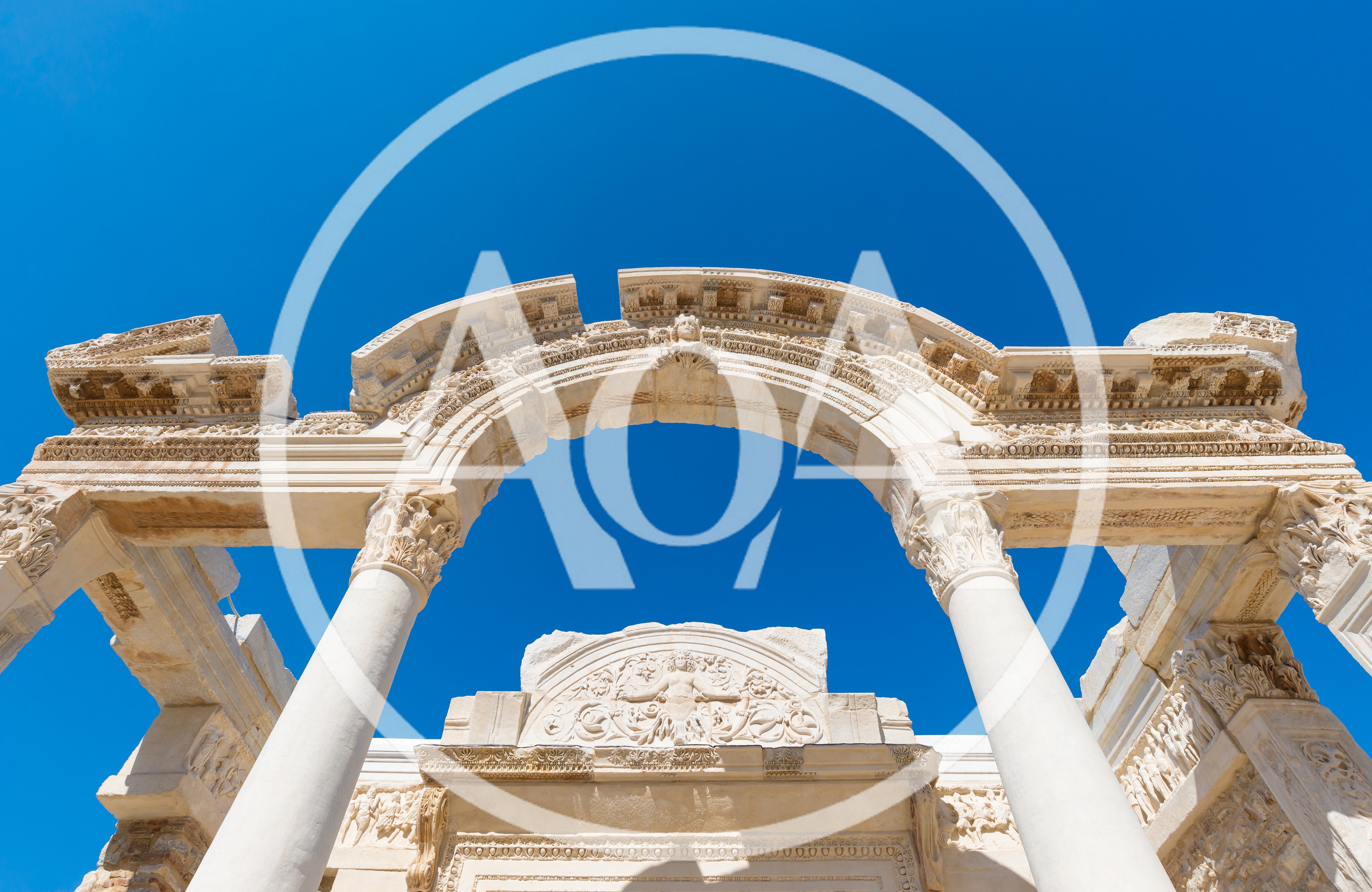 Ancient Roman Temple Ruins At Ephesus Turkey