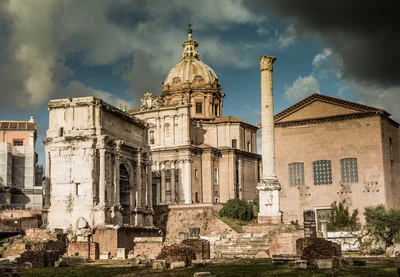 Arch of Septimius Severus and Church of Santi Luca e Martina