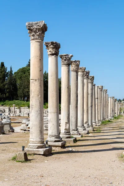 Ancient Roman Columns Standing In A Row