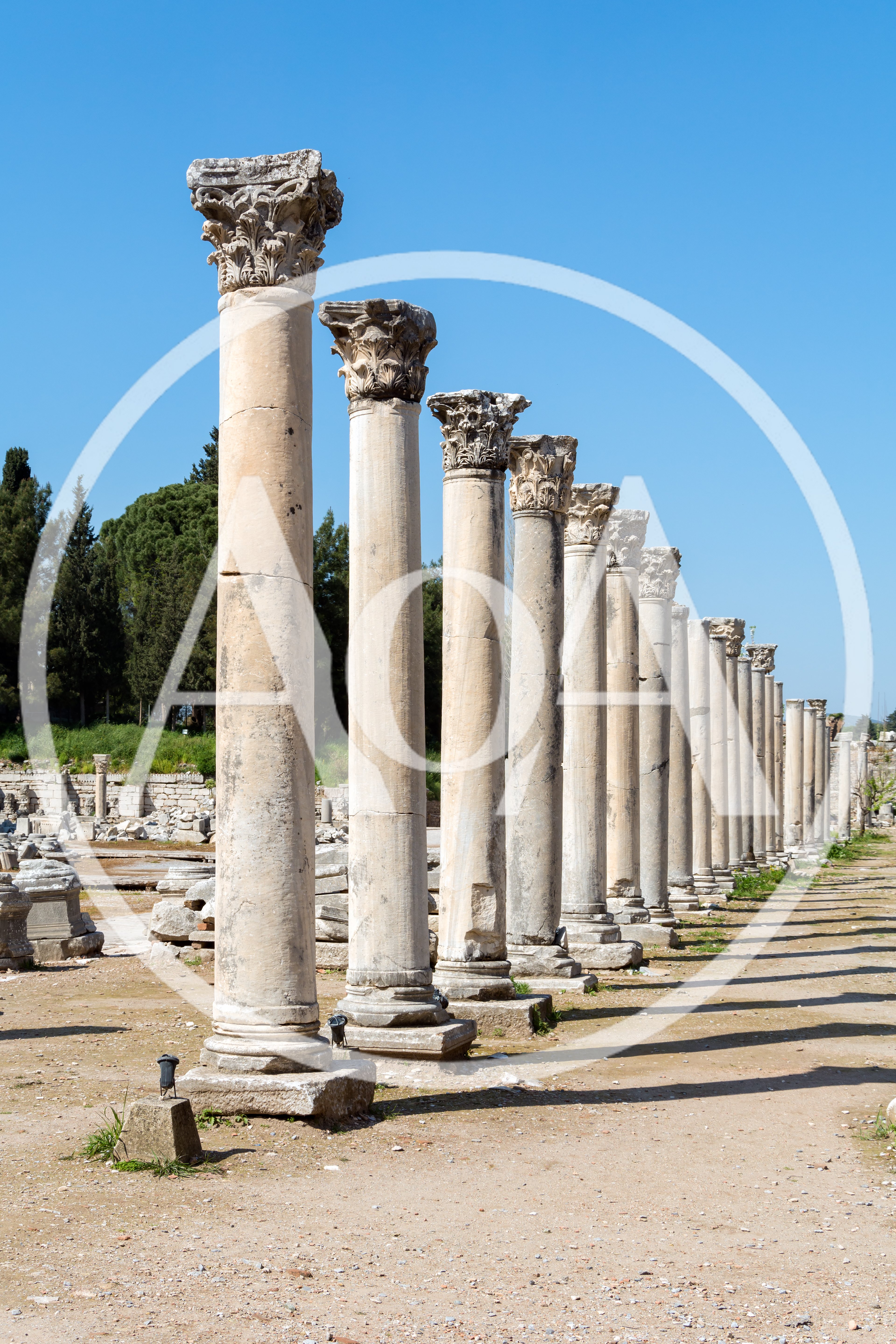 Ancient Roman Columns Standing In A Row