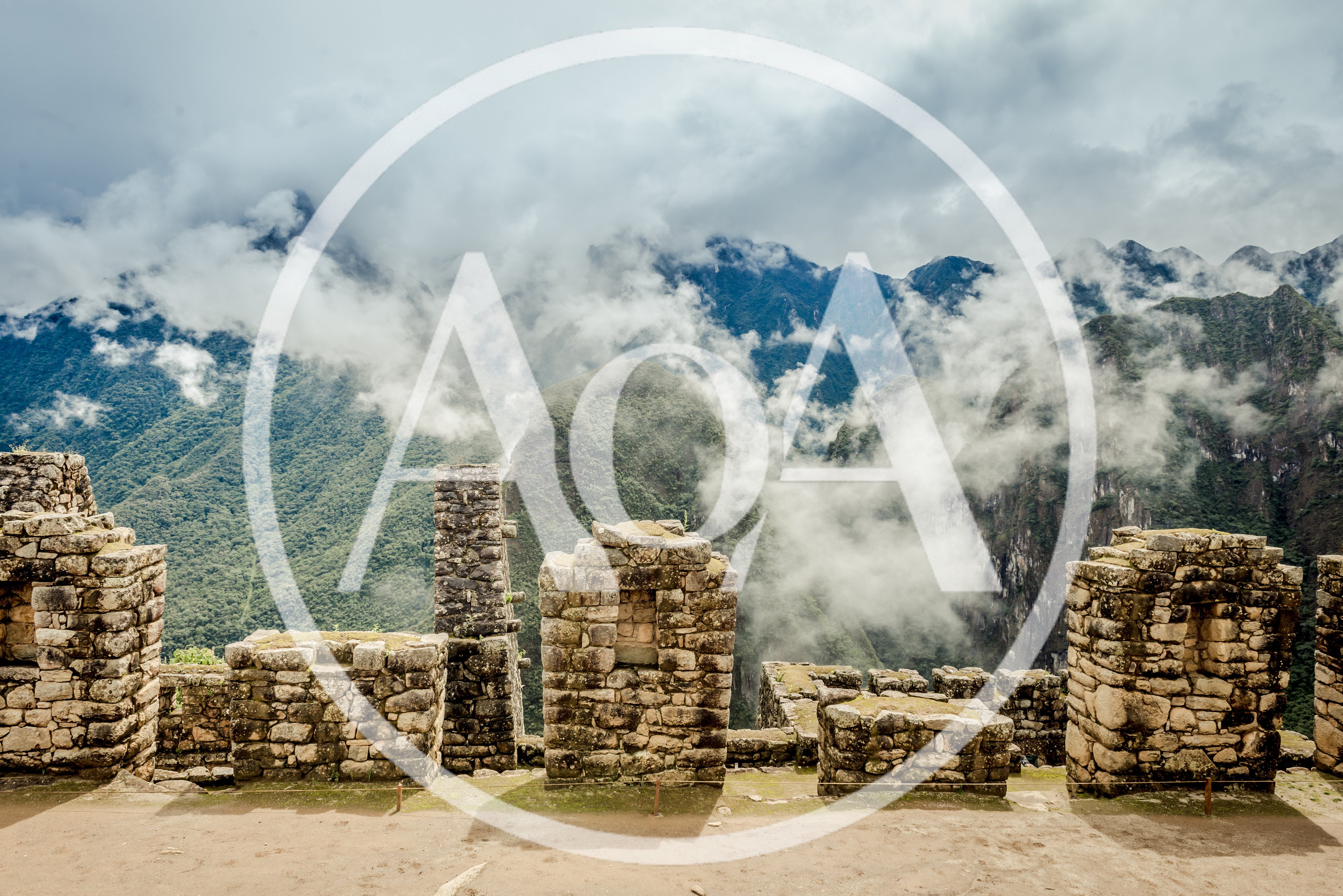 Ancient Inca Stone Ruins At Machu Picchu Peru