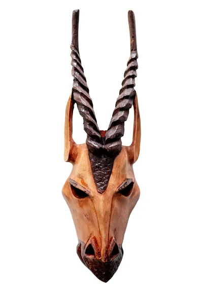 Hand Carved Wooden African Antelope Mask