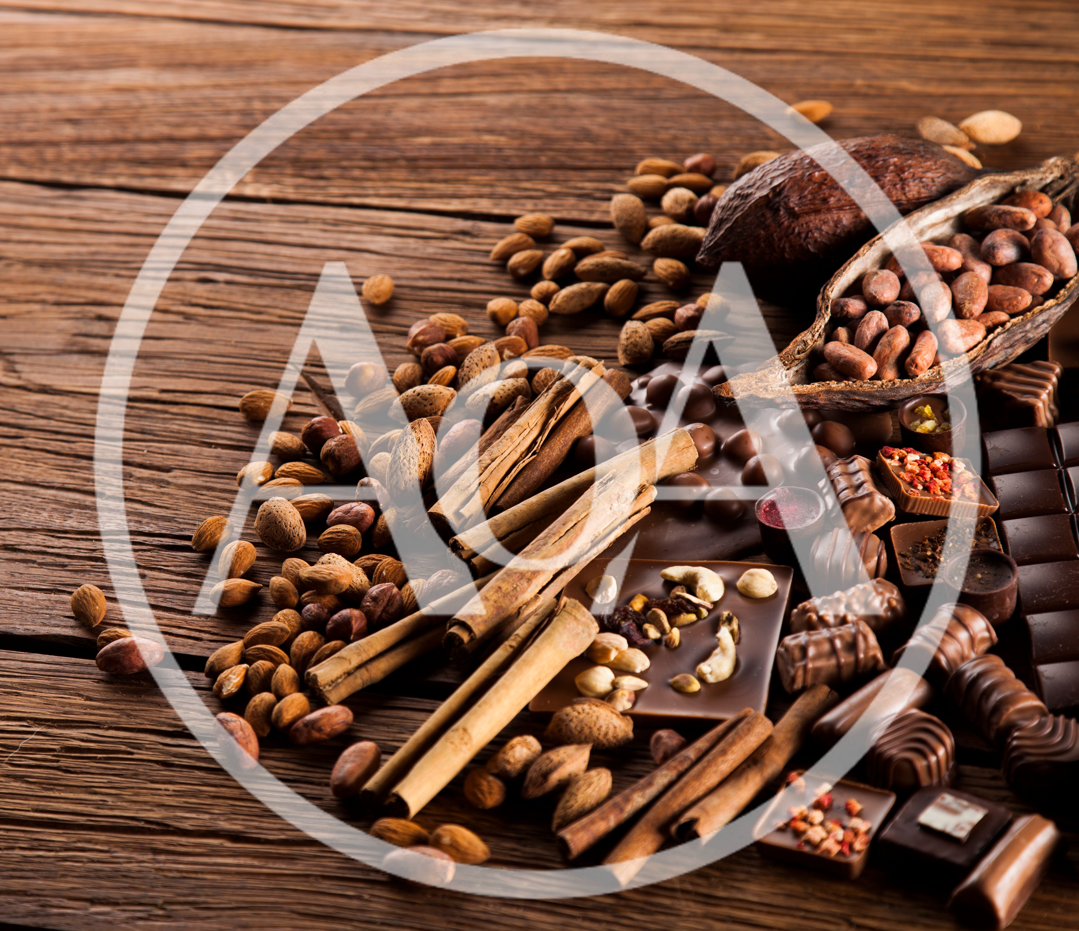 Assorted Chocolates and Nuts on Rustic Wooden Table