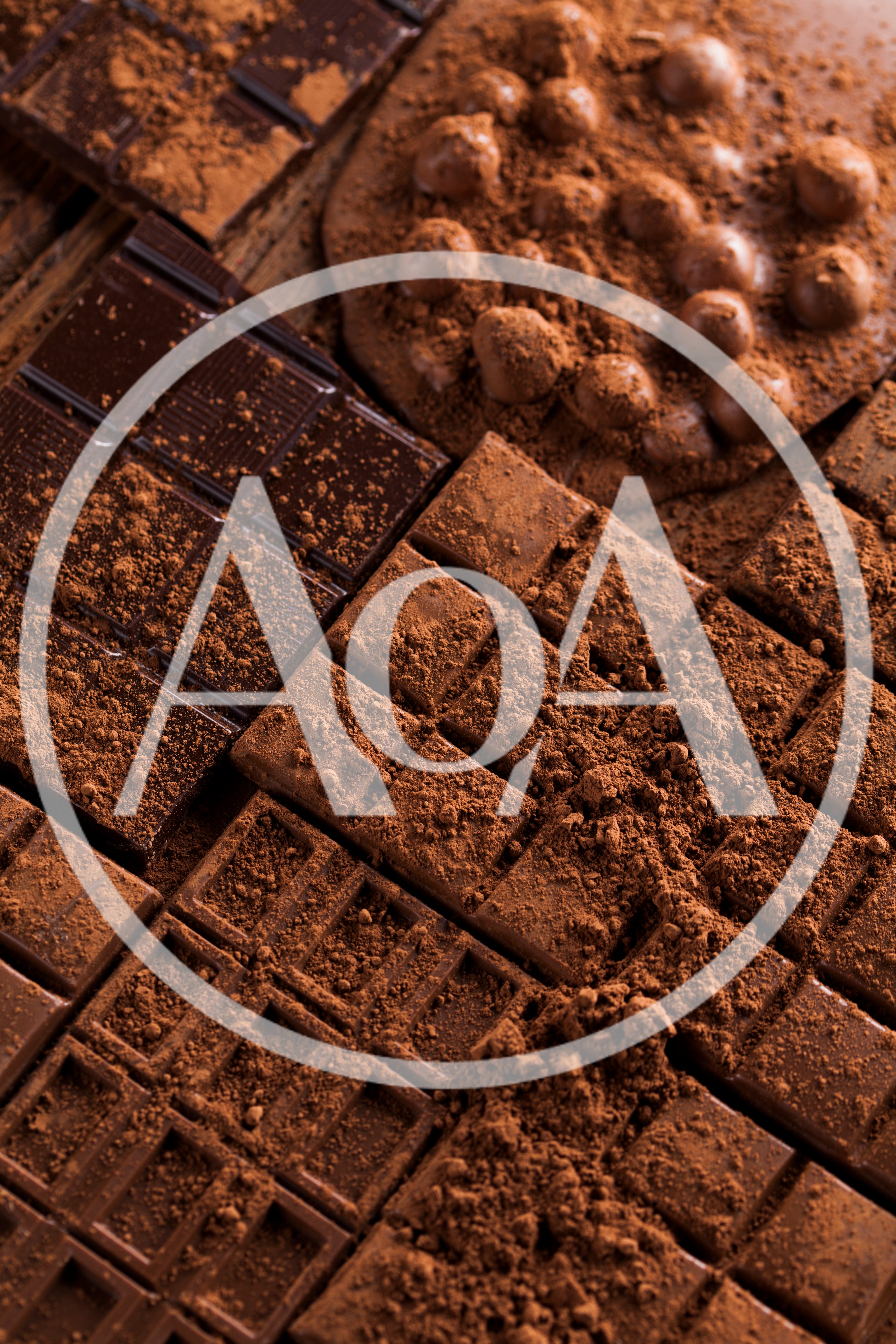 Dark Chocolate Bars Covered In Cocoa Powder