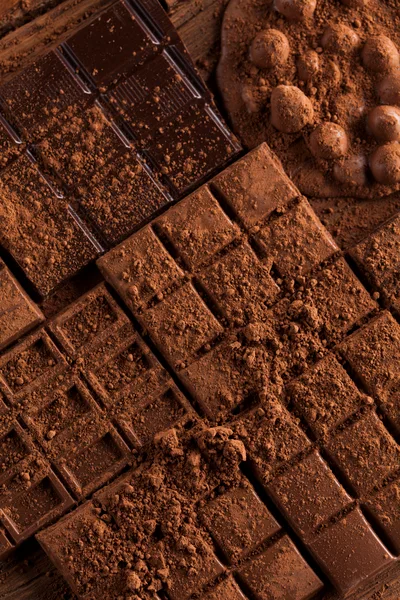 Dark Chocolate Bars Covered In Cocoa Powder