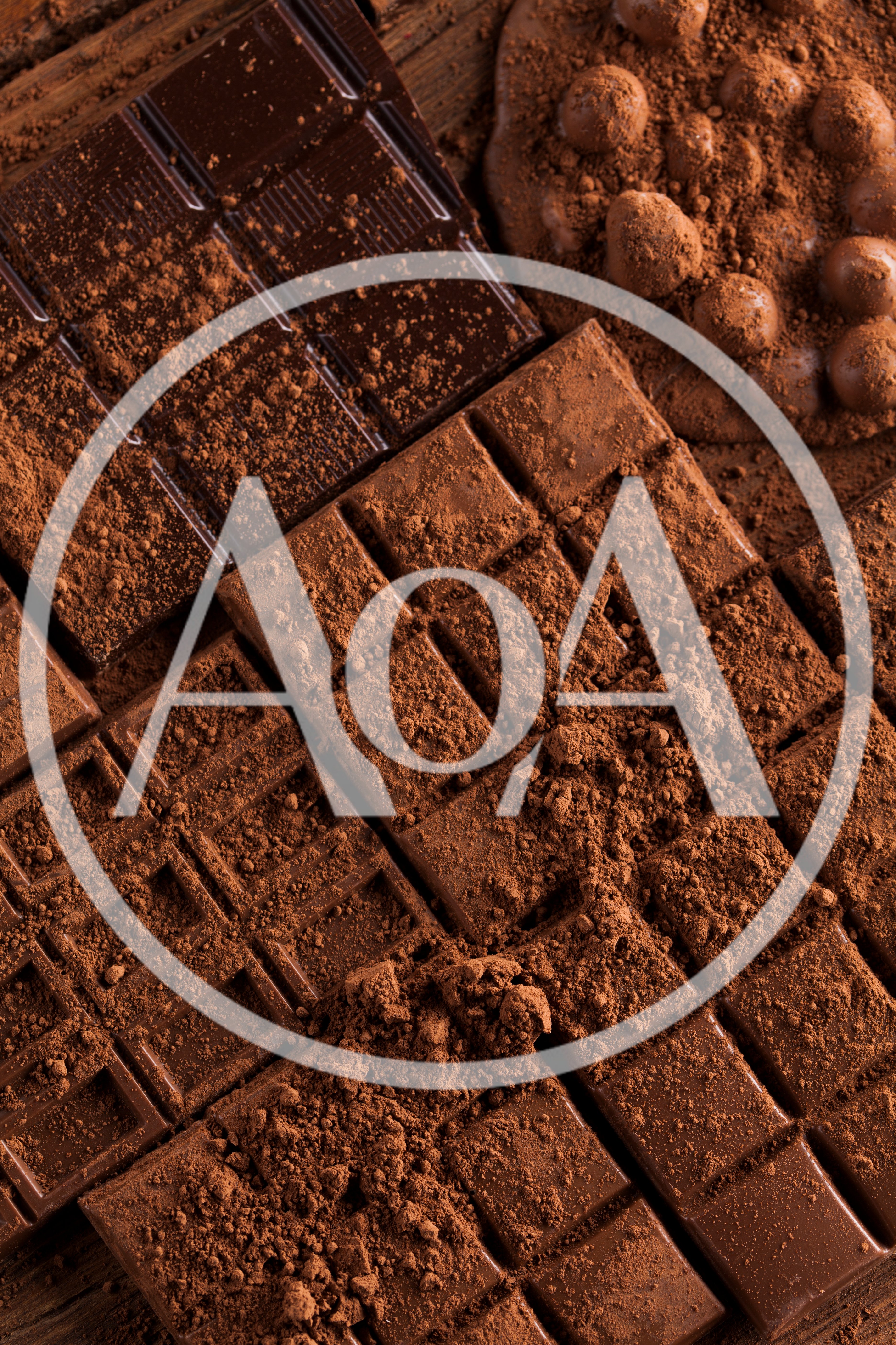 Dark Chocolate Bars Covered In Cocoa Powder