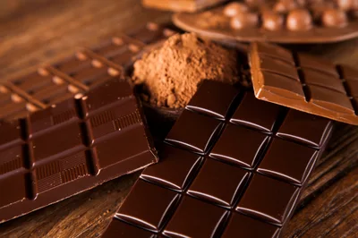 Assorted Dark and Milk Chocolate Bars with Cocoa Powder