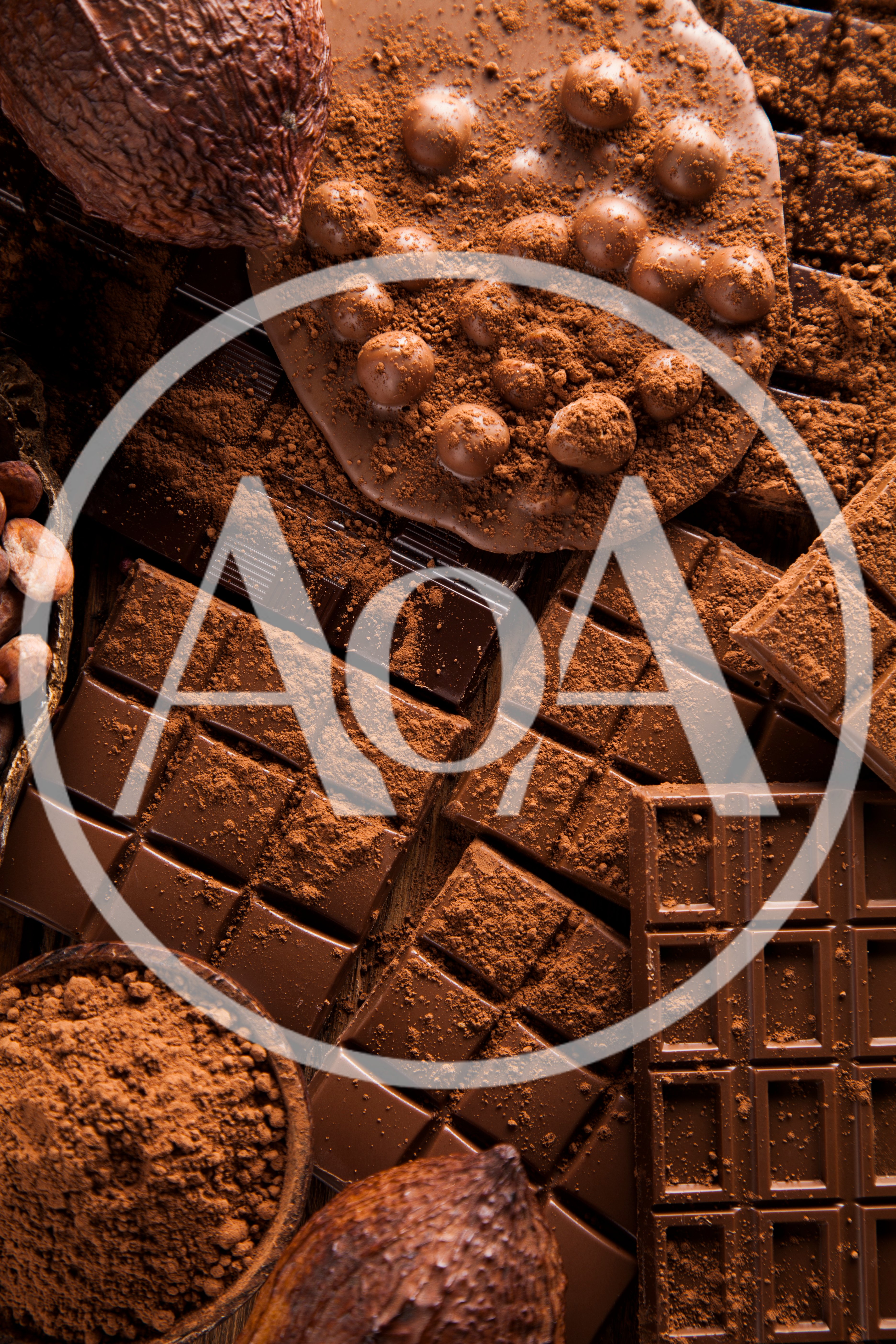 Assorted Chocolate Bars and Cocoa Powder Composition