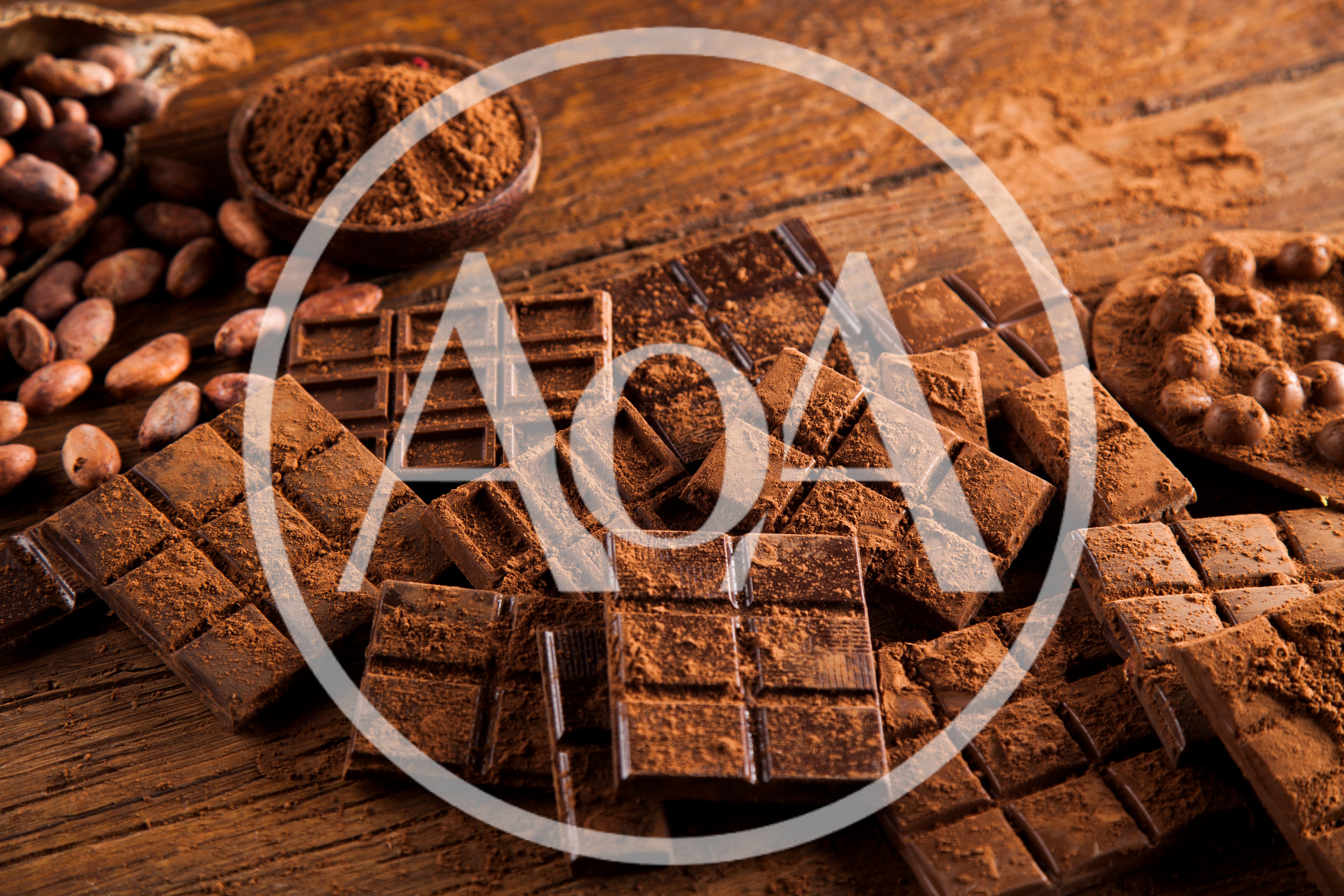 Assorted Dark Chocolate Bars And Cocoa Beans