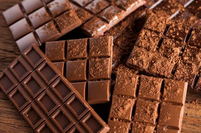 Assorted Chocolate Bars With Cocoa Powder Dusting