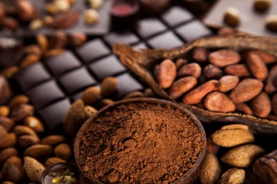 Dark Chocolate Bars With Cocoa Beans And Almonds