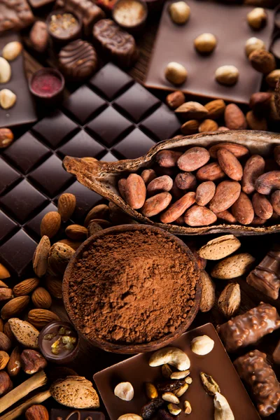 Assorted Chocolate Bars and Raw Cocoa Beans