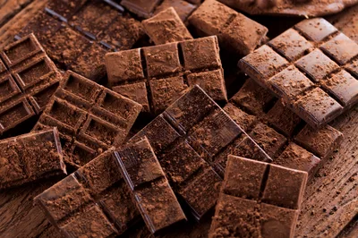 Dark Chocolate Bars Dusted With Cocoa Powder